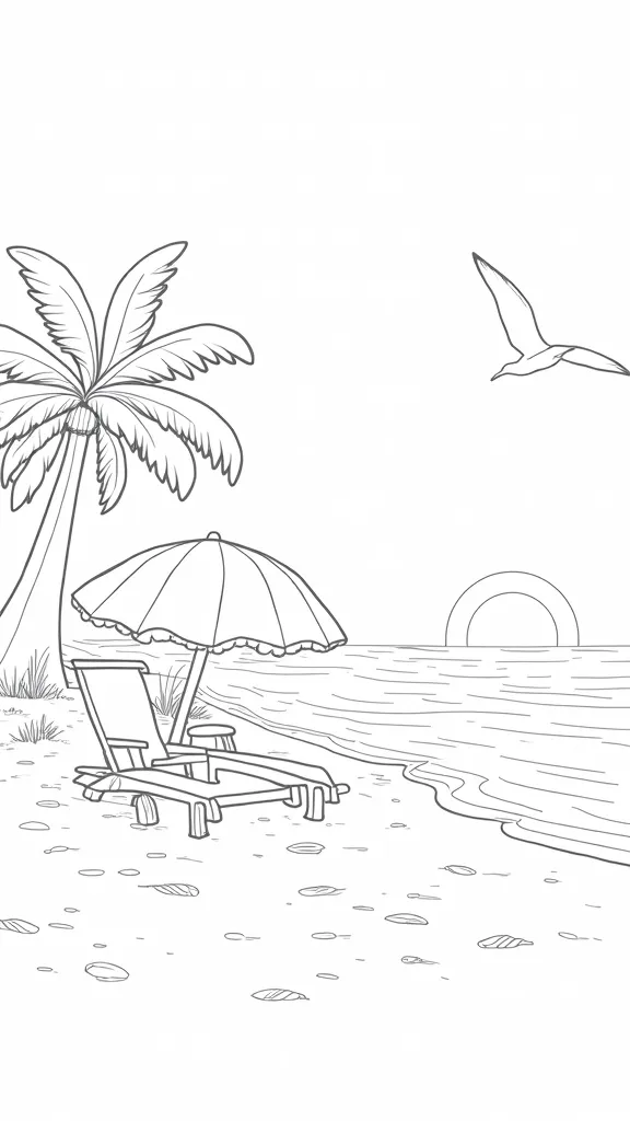 beach coloring page printable